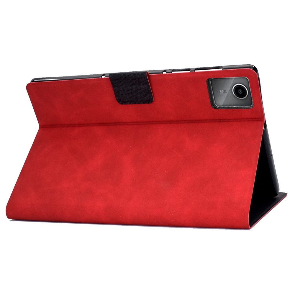 A4 For Lenovo Tab M11 / Xiaoxin Pad 11 2024 Case Card Holder Cowhide Texture Leather Tablet Cover - Red