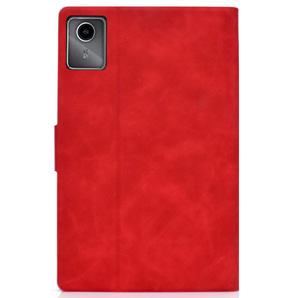 A4 For Lenovo Tab M11 / Xiaoxin Pad 11 2024 Case Card Holder Cowhide Texture Leather Tablet Cover - Red