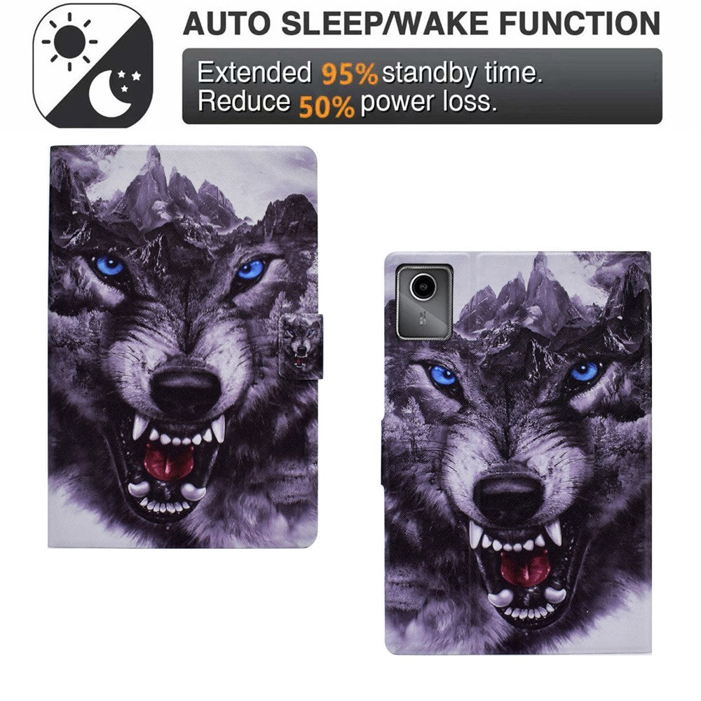 A2 For Lenovo Tab M11 / Xiaoxin Pad 11 2024 Leather Case Pattern Printed Card Slots Tablet Cover - Wolf Dog