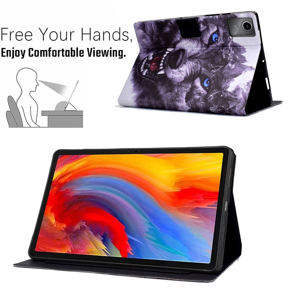 A2 For Lenovo Tab M11 / Xiaoxin Pad 11 2024 Leather Case Pattern Printed Card Slots Tablet Cover - Wolf Dog