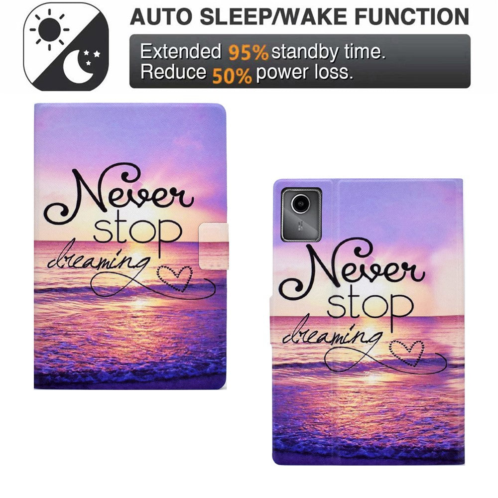 A2 For Lenovo Tab M11 / Xiaoxin Pad 11 2024 Leather Case Pattern Printed Card Slots Tablet Cover - Never Stop Dreaming