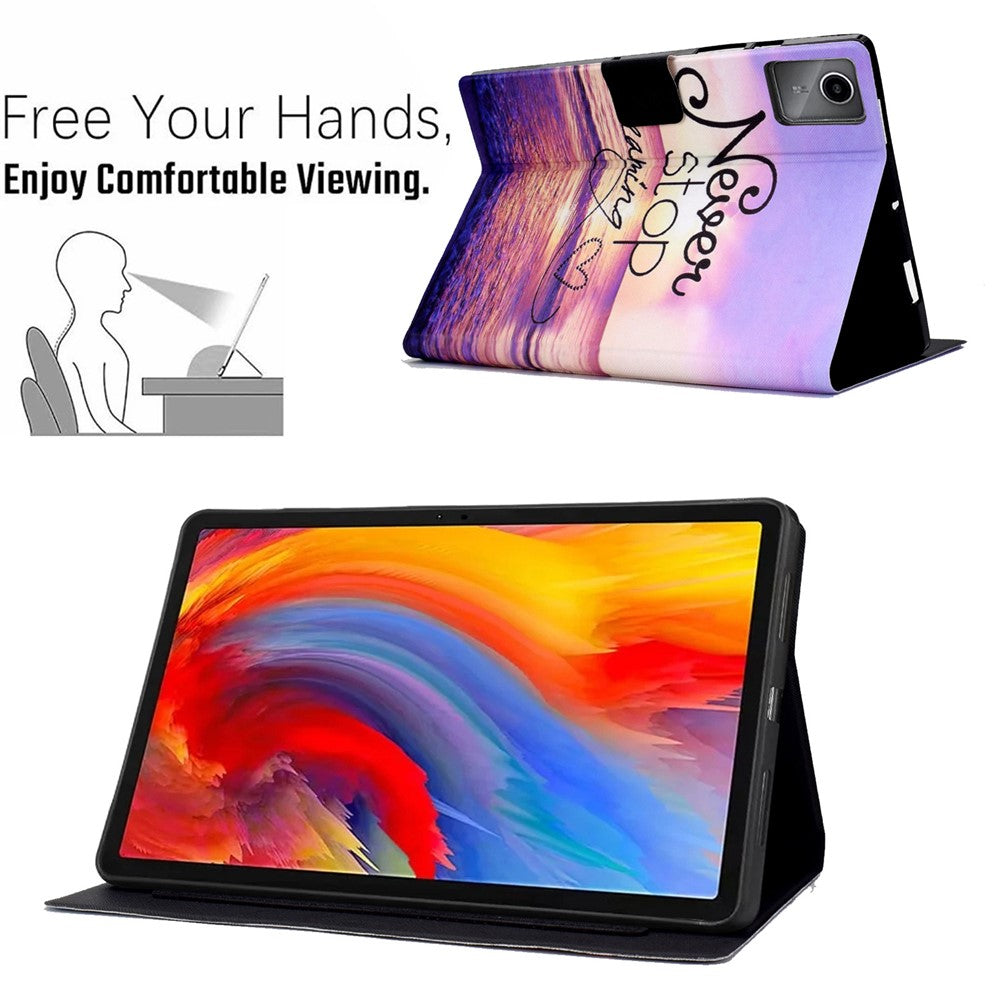 A2 For Lenovo Tab M11 / Xiaoxin Pad 11 2024 Leather Case Pattern Printed Card Slots Tablet Cover - Never Stop Dreaming
