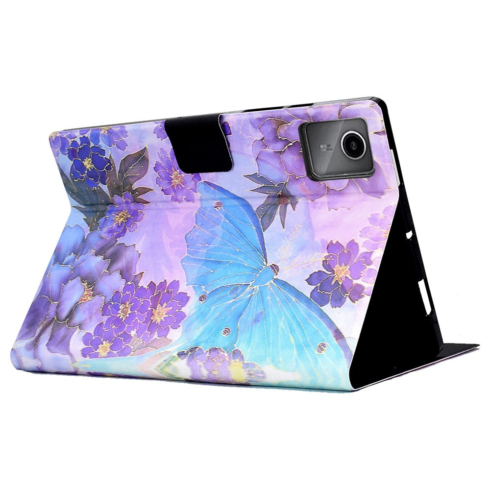 A2 For Lenovo Tab M11 / Xiaoxin Pad 11 2024 Leather Case Pattern Printed Card Slots Tablet Cover - Peony and Butterfly