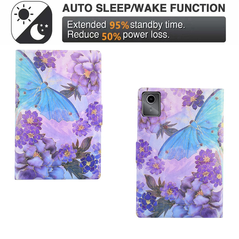 A2 For Lenovo Tab M11 / Xiaoxin Pad 11 2024 Leather Case Pattern Printed Card Slots Tablet Cover - Peony and Butterfly