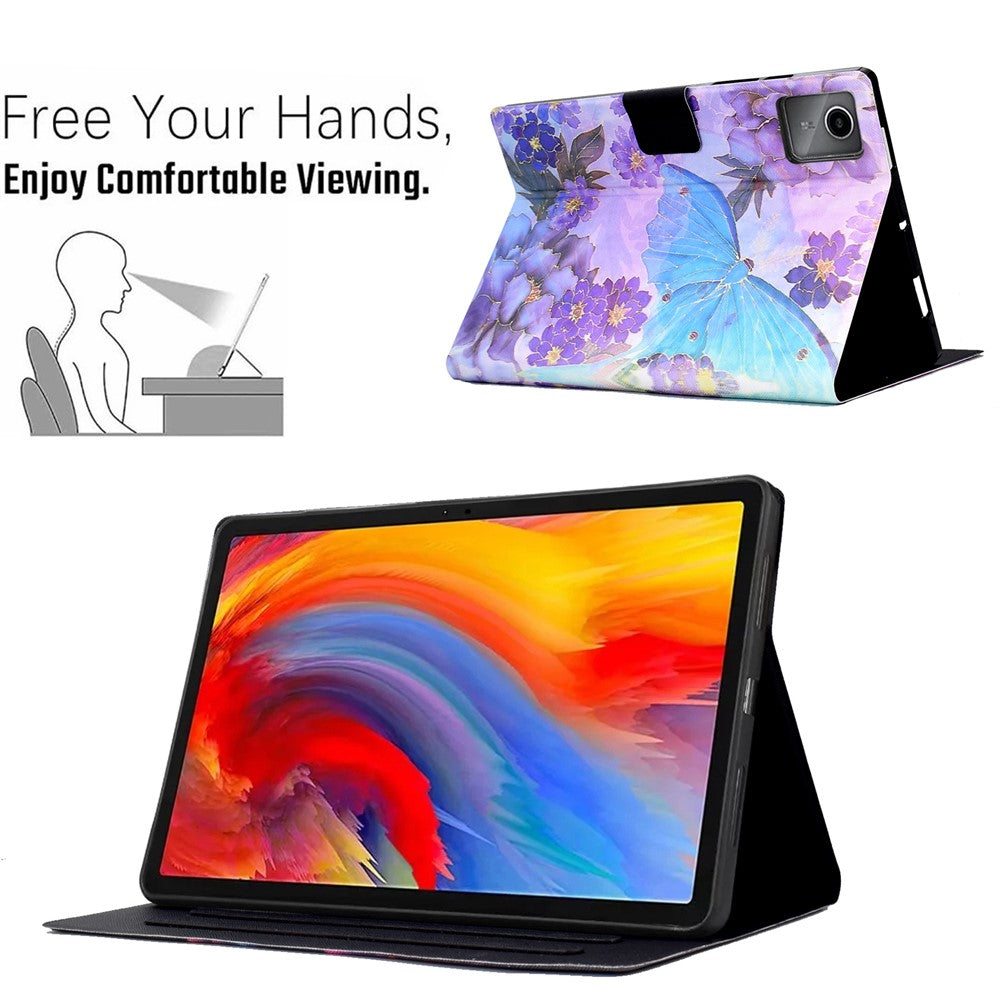 A2 For Lenovo Tab M11 / Xiaoxin Pad 11 2024 Leather Case Pattern Printed Card Slots Tablet Cover - Peony and Butterfly