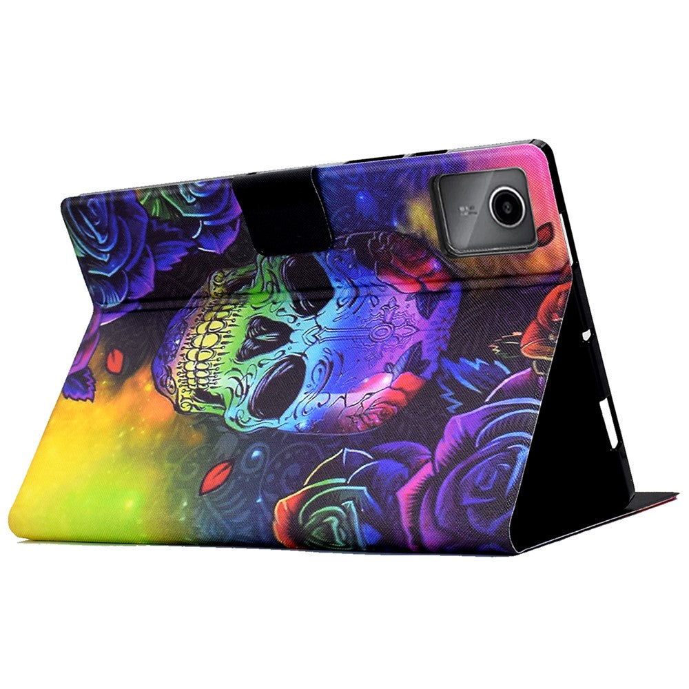 A2 For Lenovo Tab M11 / Xiaoxin Pad 11 2024 Leather Case Pattern Printed Card Slots Tablet Cover - Skull