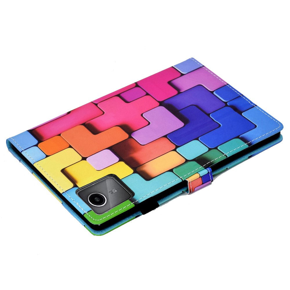 For Lenovo Tab M11 / Xiaoxin Pad 11 2024 Case Pattern Printing PU Leather Stand Tablet Cover - Blocks