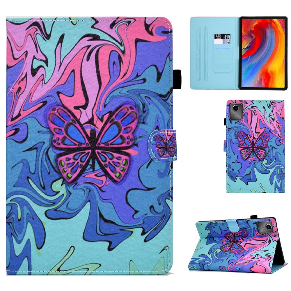 For Lenovo Tab M11 / Xiaoxin Pad 11 2024 Case Pattern Printing PU Leather Stand Tablet Cover - Small Butterfly