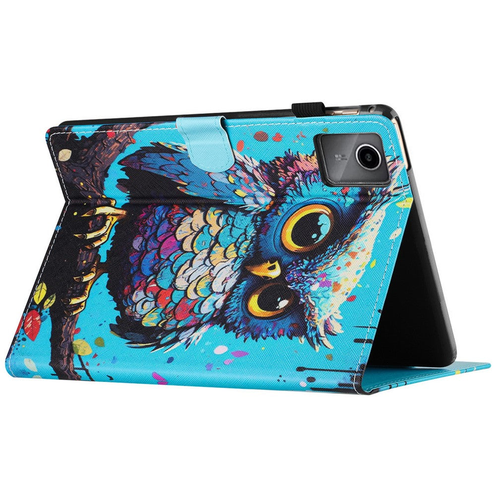 For Lenovo Tab M11 / Xiaoxin Pad 11 2024 Case Pattern Printing PU Leather Stand Tablet Cover - Owl
