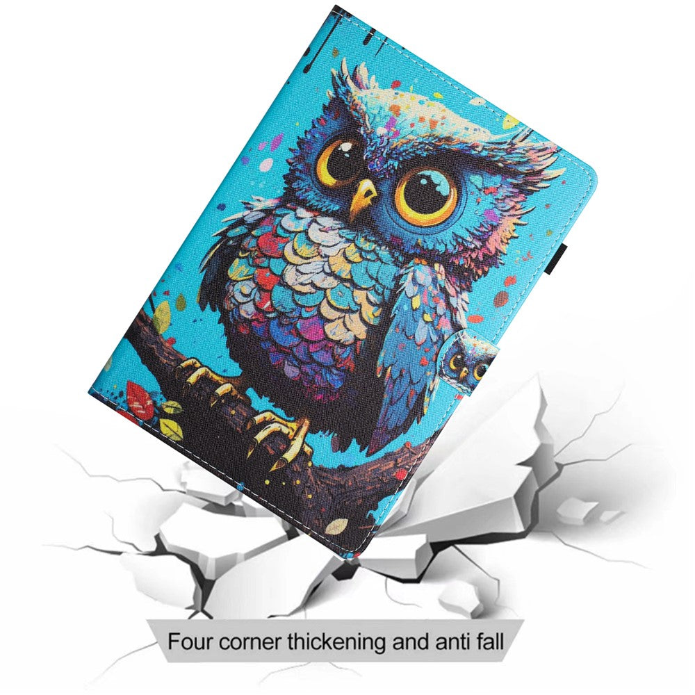 For Lenovo Tab M11 / Xiaoxin Pad 11 2024 Case Pattern Printing PU Leather Stand Tablet Cover - Owl