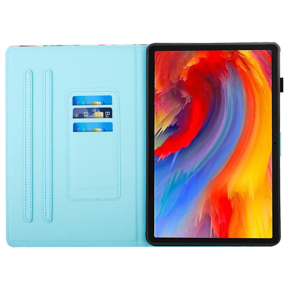 For Lenovo Tab M11 / Xiaoxin Pad 11 2024 Case Pattern Printing PU Leather Stand Tablet Cover - Sea Wave