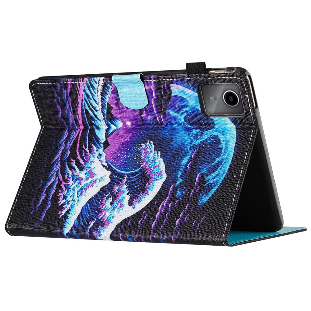 For Lenovo Tab M11 / Xiaoxin Pad 11 2024 Case Pattern Printing PU Leather Stand Tablet Cover - Sea Wave