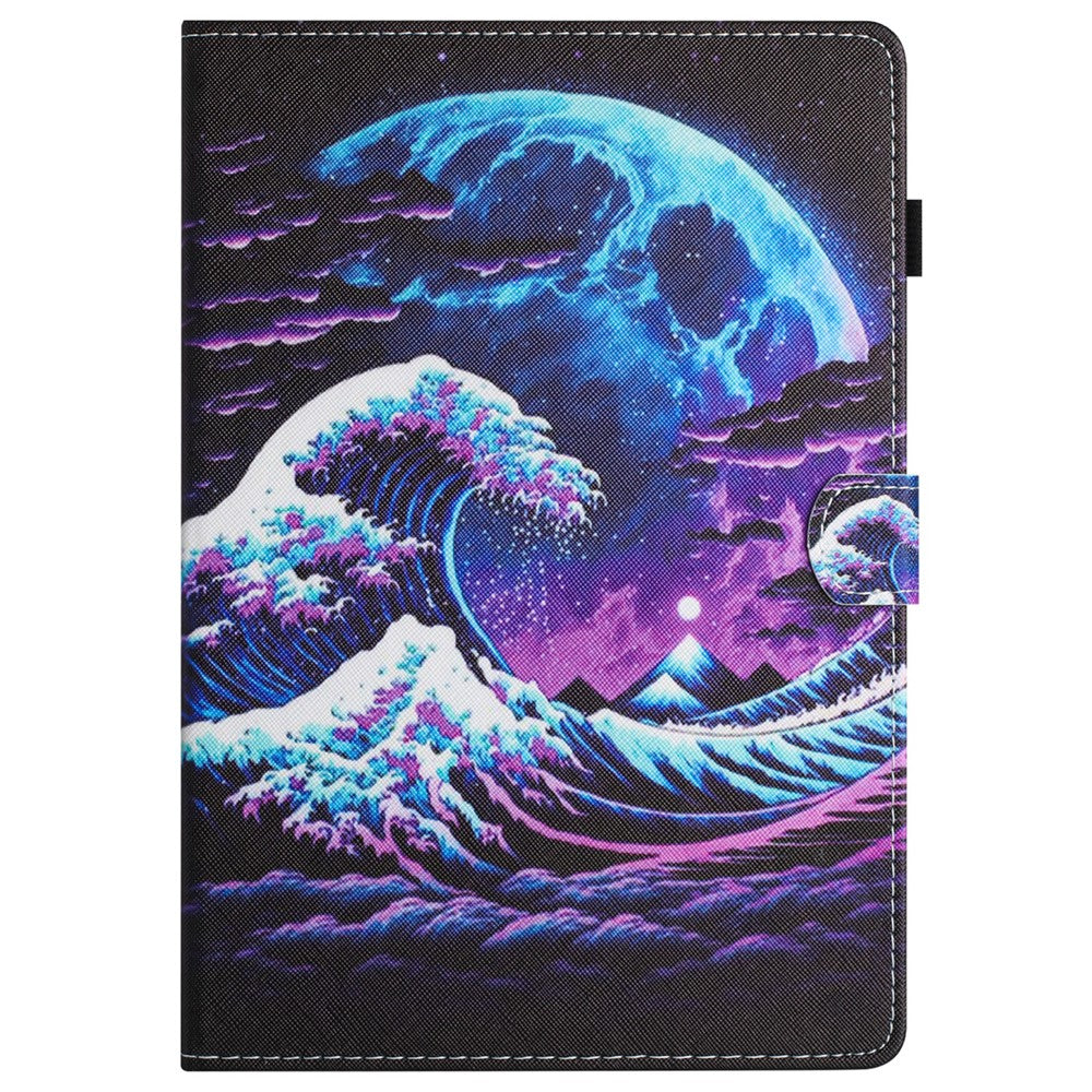 For Lenovo Tab M11 / Xiaoxin Pad 11 2024 Case Pattern Printing PU Leather Stand Tablet Cover - Sea Wave