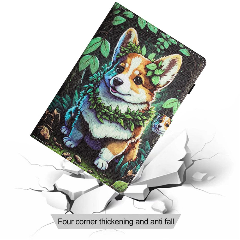 For Lenovo Tab M11 / Xiaoxin Pad 11 2024 Case Pattern Printing PU Leather Stand Tablet Cover - Corgi