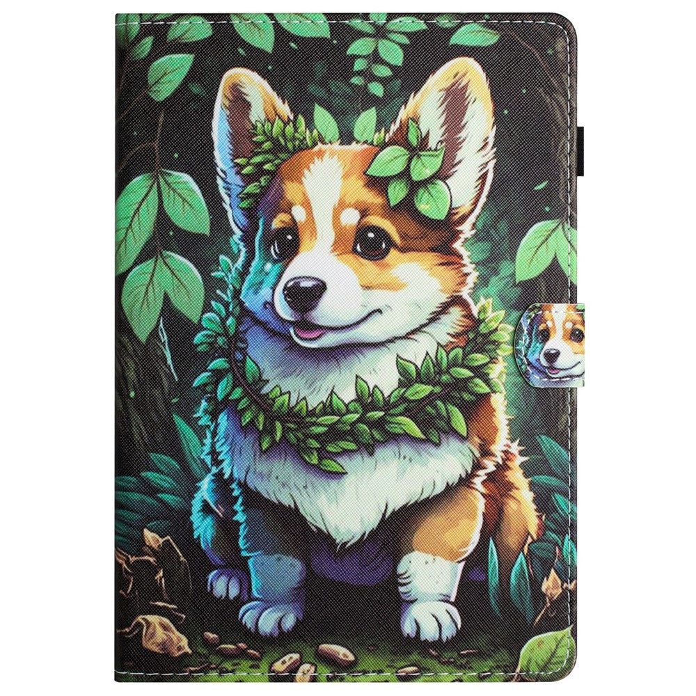 For Lenovo Tab M11 / Xiaoxin Pad 11 2024 Case Pattern Printing PU Leather Stand Tablet Cover - Corgi