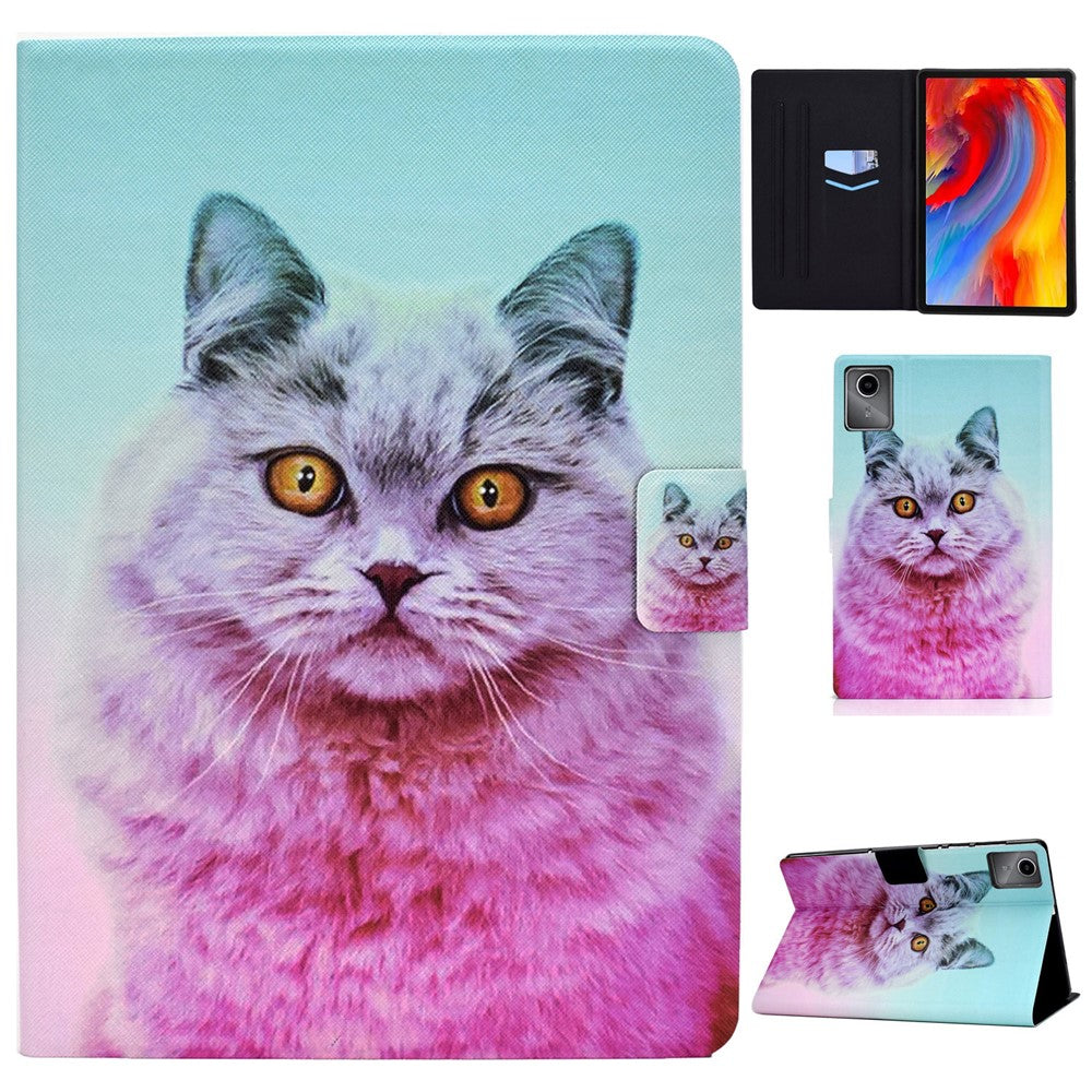 For Lenovo Tab M11 / Xiaoxin Pad 11 2024 Case Stand Pattern Printed Tablet Shell - Pink Cat