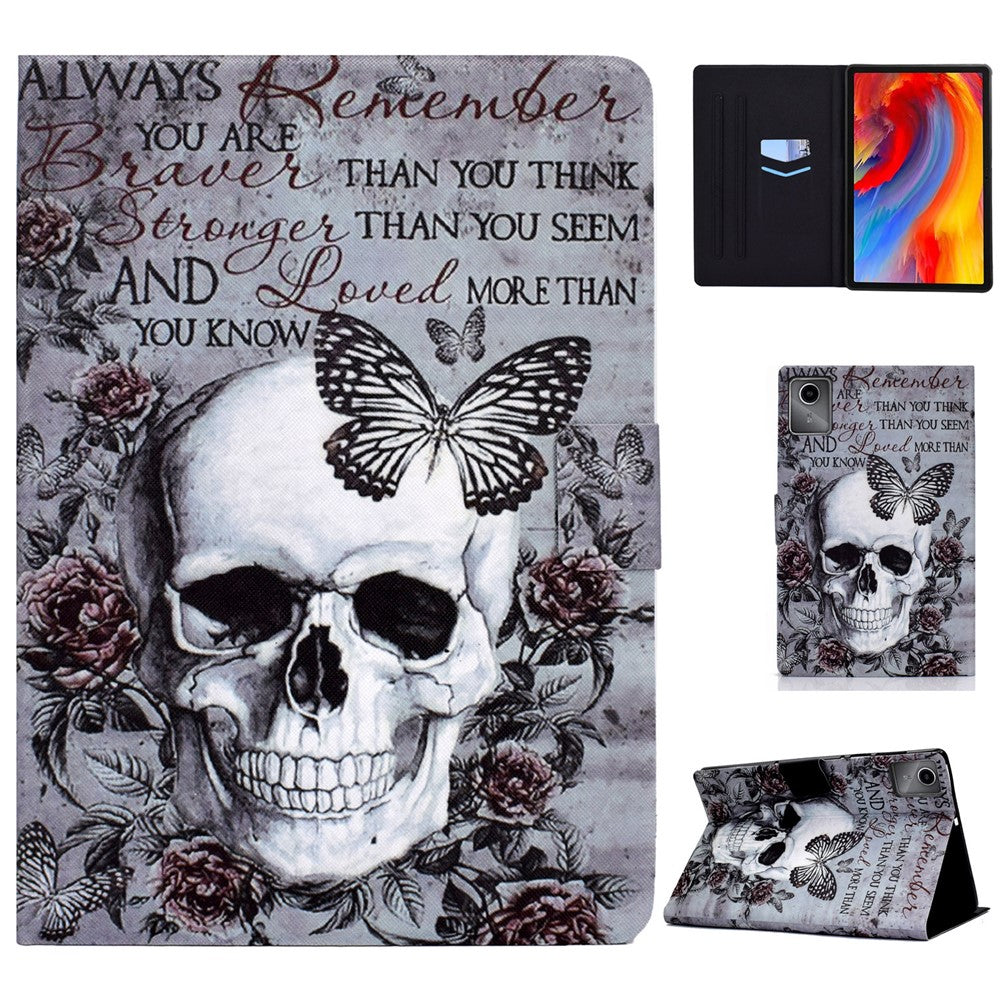 For Lenovo Tab M11 / Xiaoxin Pad 11 2024 Case Stand Pattern Printed Tablet Shell - Skull