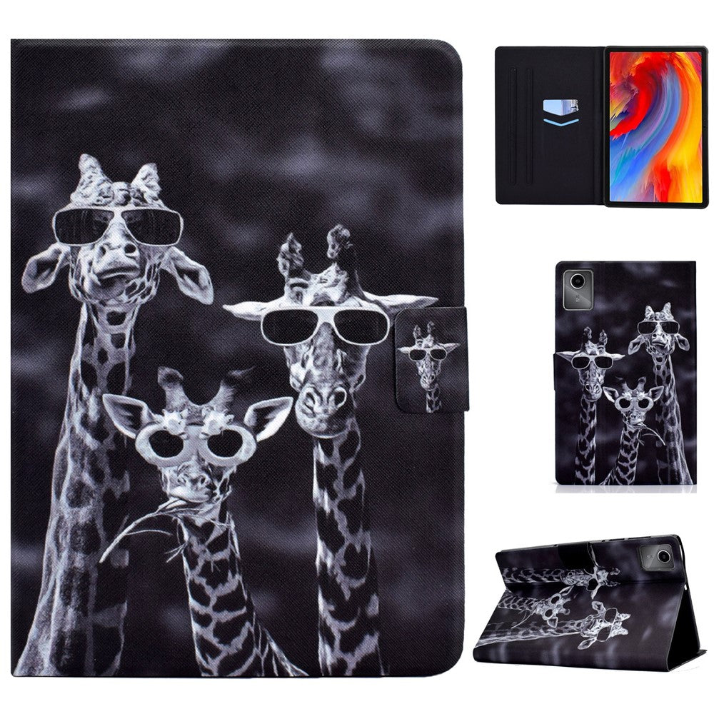 For Lenovo Tab M11 / Xiaoxin Pad 11 2024 Case Stand Pattern Printed Tablet Shell - Three Giraffes