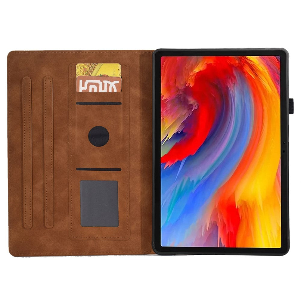 For Lenovo Tab M11 / Xiaoxin Pad 11 2024 Case Microfiber Leather Iron Tower Pattern Tablet Cover - Brown
