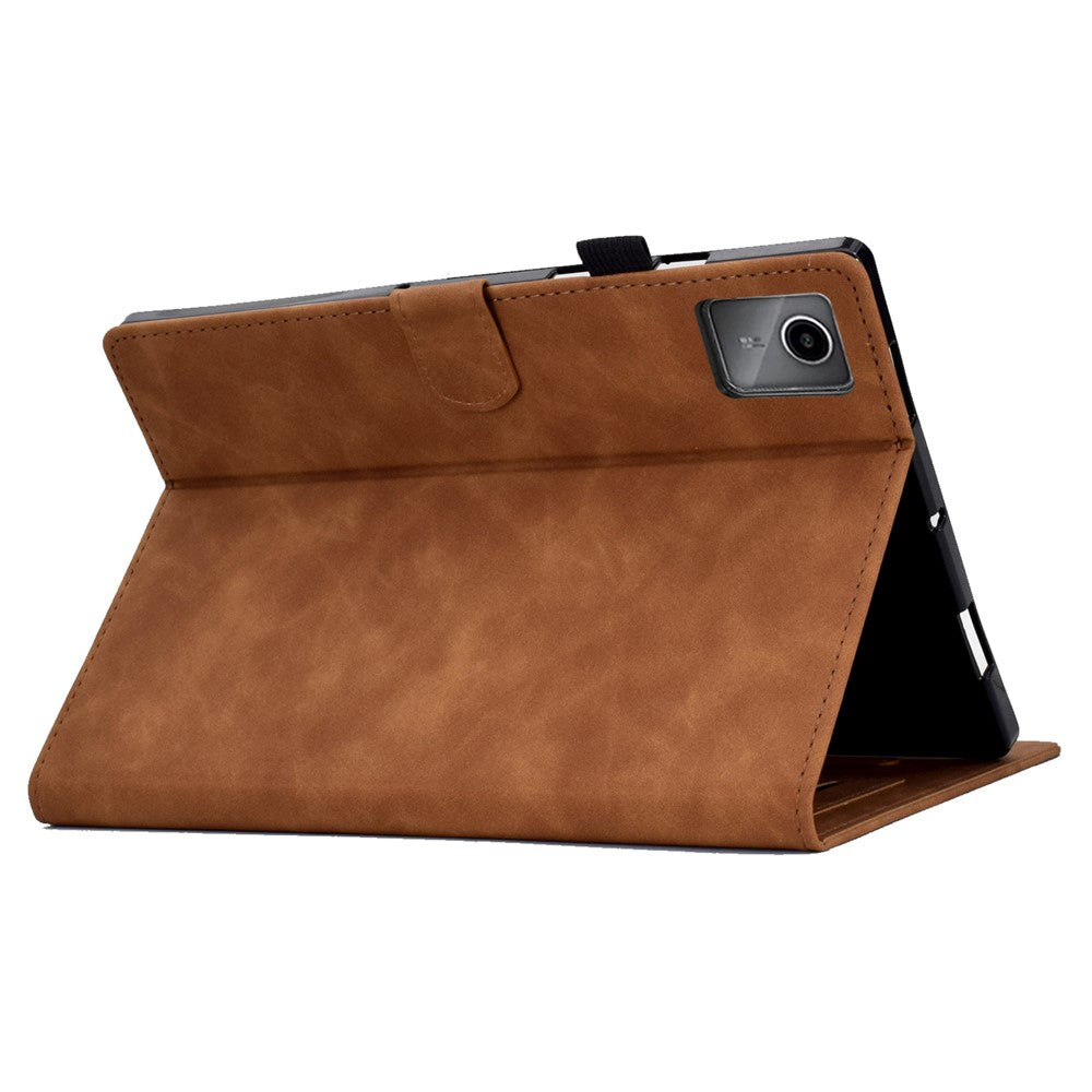 For Lenovo Tab M11 / Xiaoxin Pad 11 2024 Case Microfiber Leather Iron Tower Pattern Tablet Cover - Brown