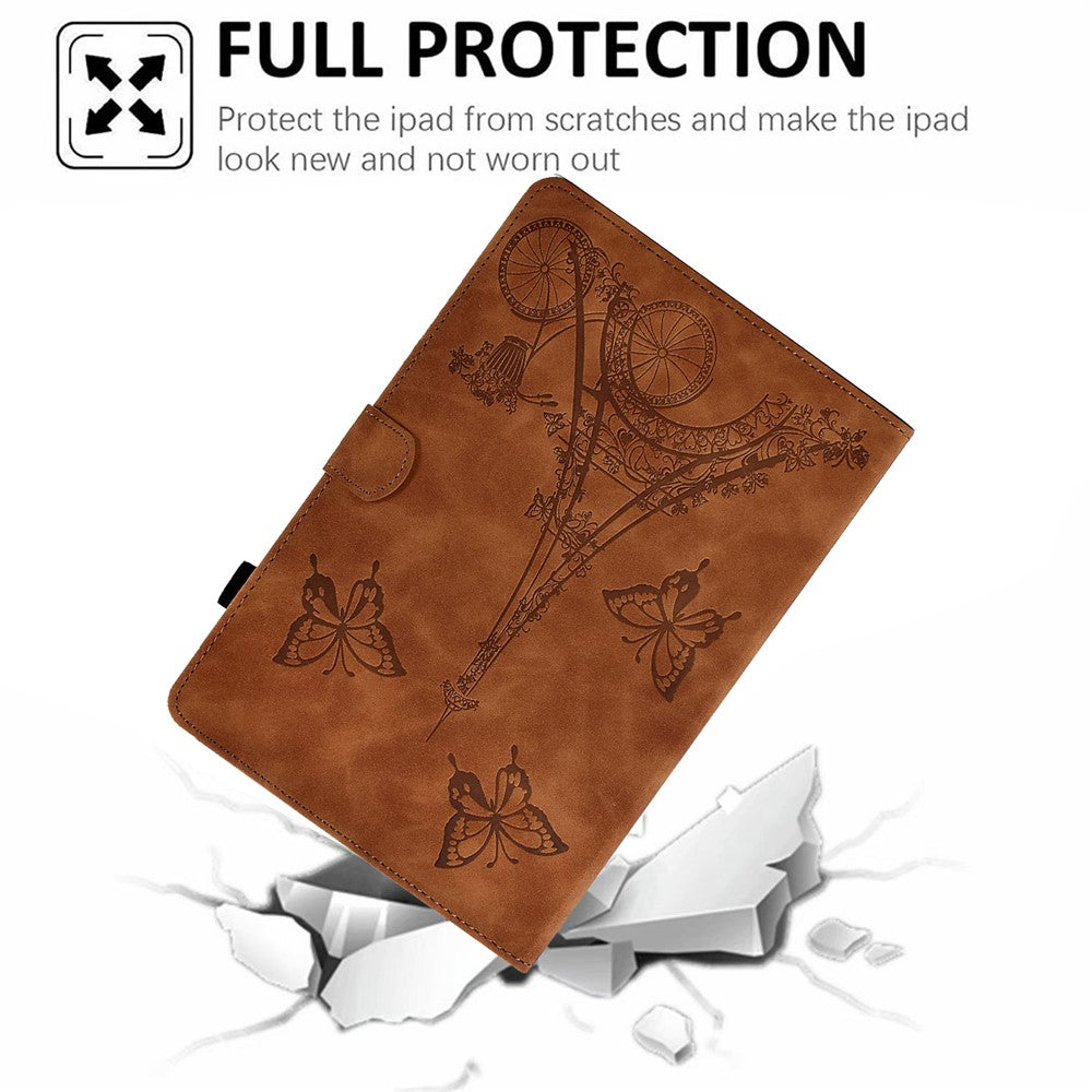 For Lenovo Tab M11 / Xiaoxin Pad 11 2024 Case Microfiber Leather Iron Tower Pattern Tablet Cover - Brown