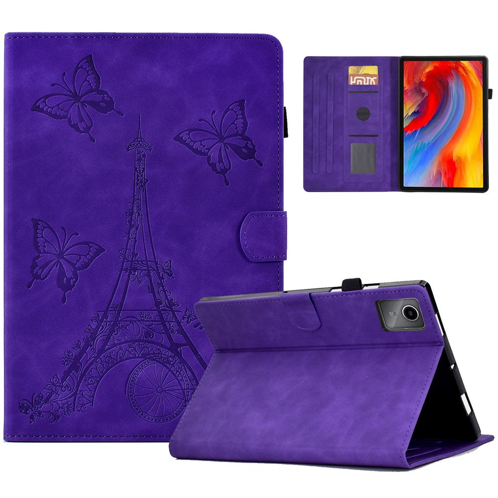 For Lenovo Tab M11 / Xiaoxin Pad 11 2024 Case Microfiber Leather Iron Tower Pattern Tablet Cover - Purple