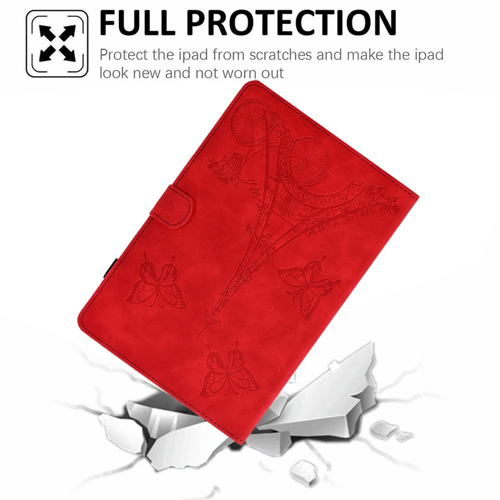 For Lenovo Tab M11 / Xiaoxin Pad 11 2024 Case Microfiber Leather Iron Tower Pattern Tablet Cover - Red