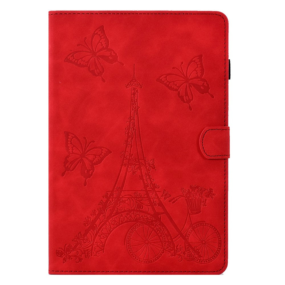 For Lenovo Tab M11 / Xiaoxin Pad 11 2024 Case Microfiber Leather Iron Tower Pattern Tablet Cover - Red