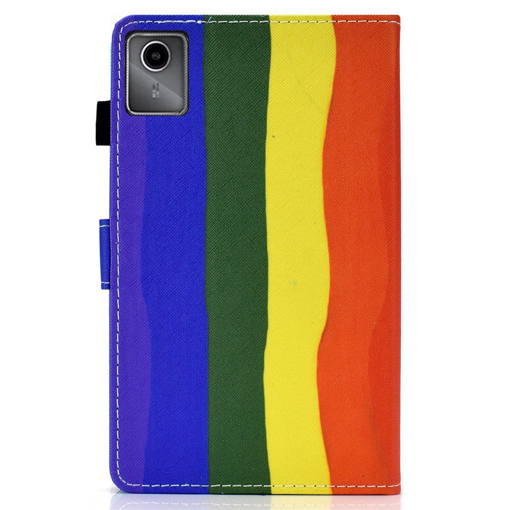For Lenovo Tab M11 / Xiaoxin Pad 11 2024 Leather Case Pattern Printing Tablet Cover with Card Slots - Rainbow