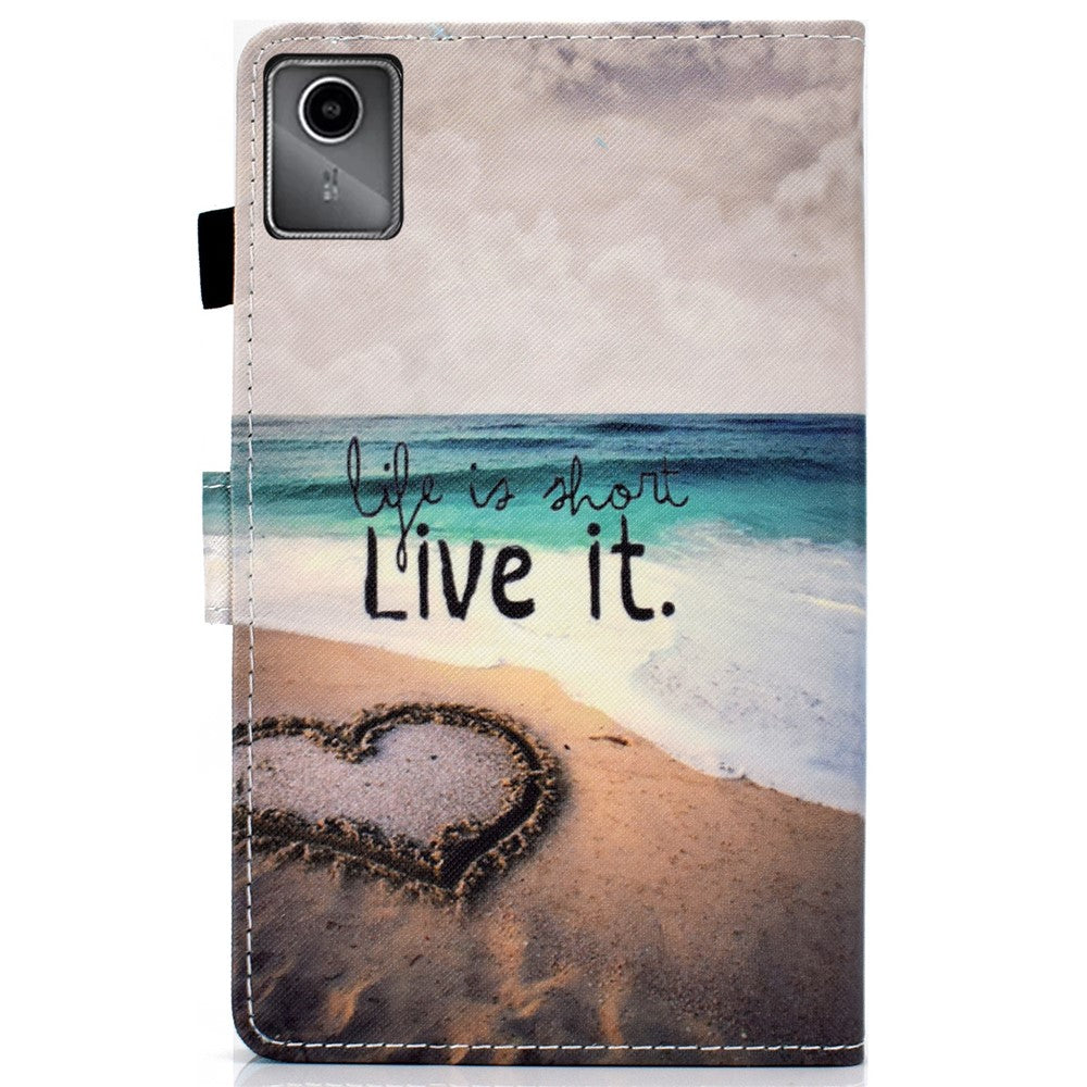 For Lenovo Tab M11 / Xiaoxin Pad 11 2024 Leather Case Pattern Printing Tablet Cover with Card Slots - Heart