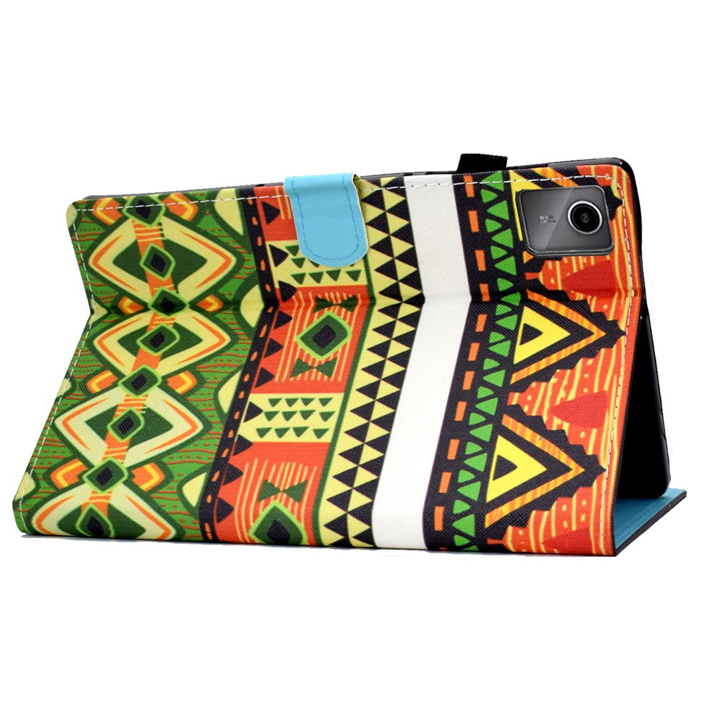 For Lenovo Tab M11 / Xiaoxin Pad 11 2024 Leather Case Pattern Printing Tablet Cover with Card Slots - National Style