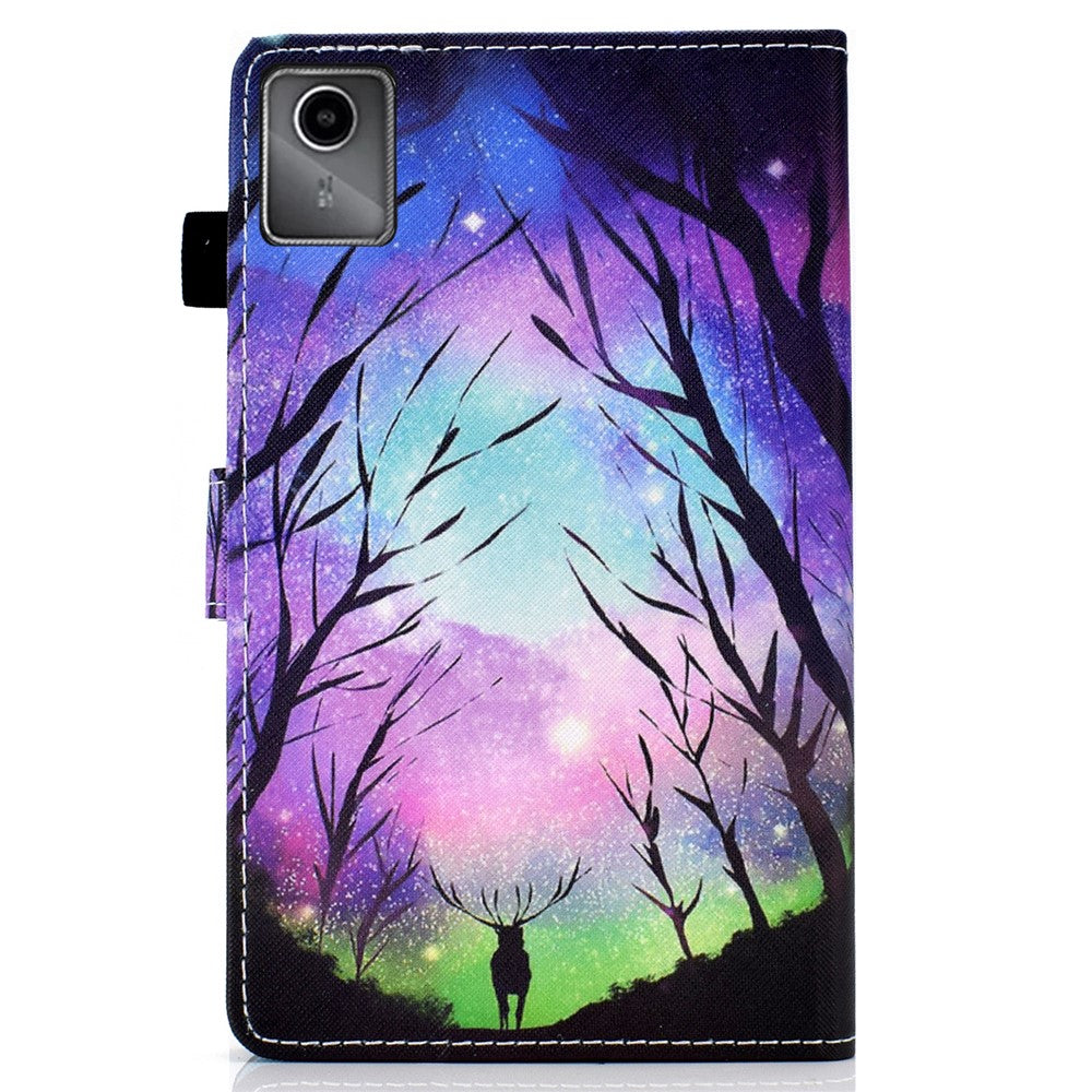 For Lenovo Tab M11 / Xiaoxin Pad 11 2024 Leather Case Pattern Printing Tablet Cover with Card Slots - Starry Sky / Deer
