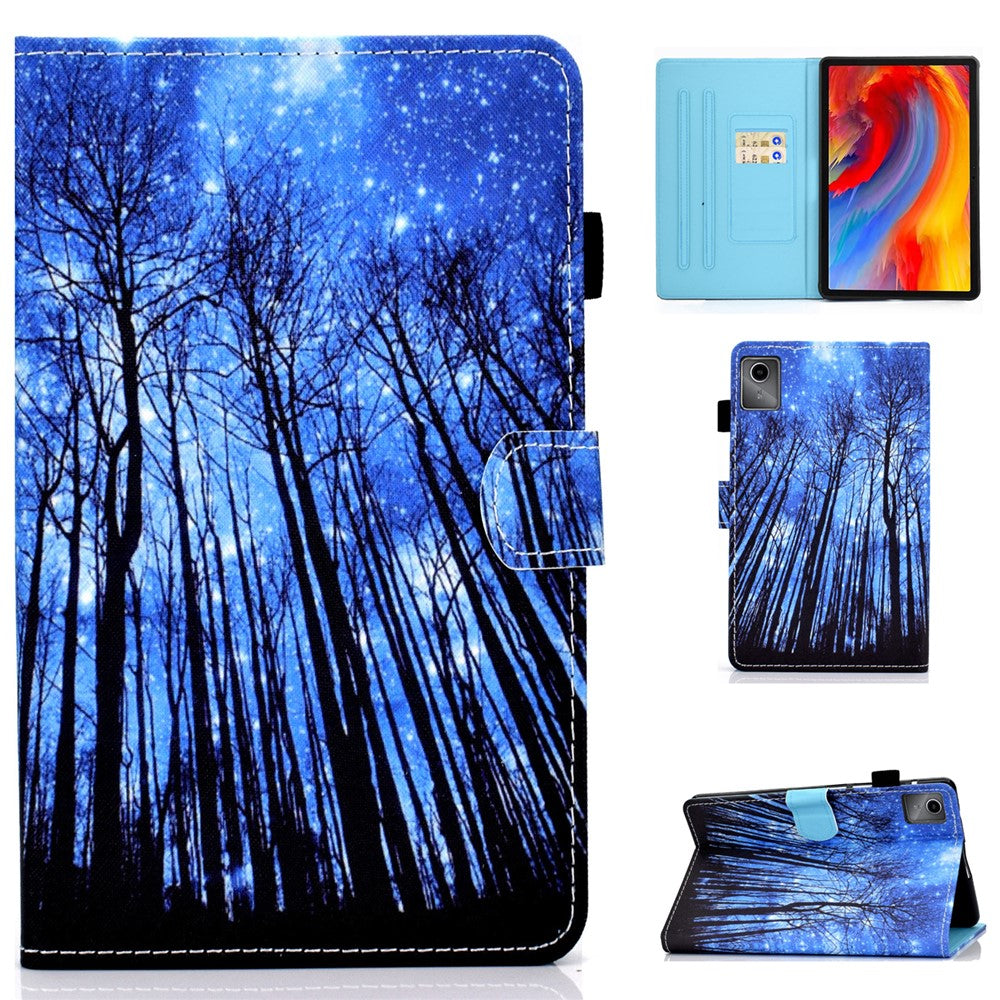 For Lenovo Tab M11 / Xiaoxin Pad 11 2024 Leather Case Pattern Printing Tablet Cover with Card Slots - Forest