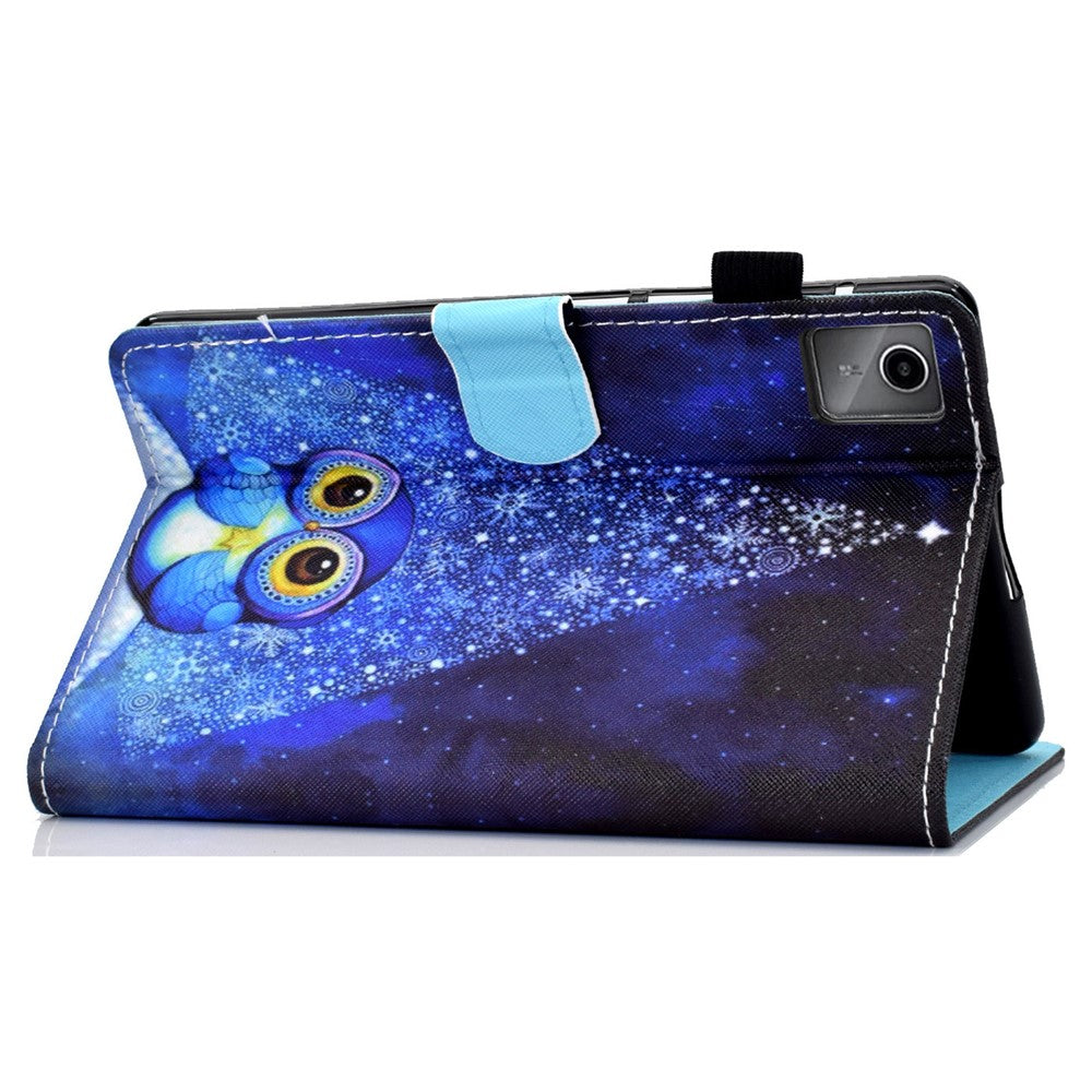 For Lenovo Tab M11 / Xiaoxin Pad 11 2024 Leather Case Pattern Printing Tablet Cover with Card Slots - Night Owl