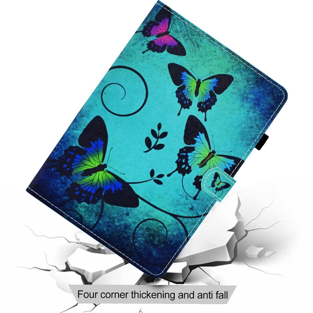 For Lenovo Tab M11 / Xiaoxin Pad 11 2024 Leather Case Pattern Printing Tablet Cover with Card Slots - Green Butterflies