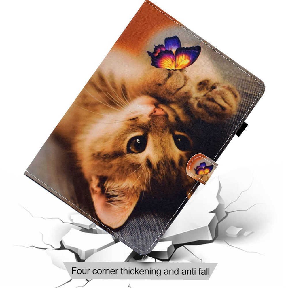 For Lenovo Tab M11 / Xiaoxin Pad 11 2024 Leather Case Pattern Printing Tablet Cover with Card Slots - Butterfly and Cat