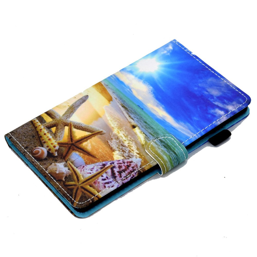 For Lenovo Tab M11 / Xiaoxin Pad 11 2024 Leather Case Pattern Printing Tablet Cover with Card Slots - Blue Sky