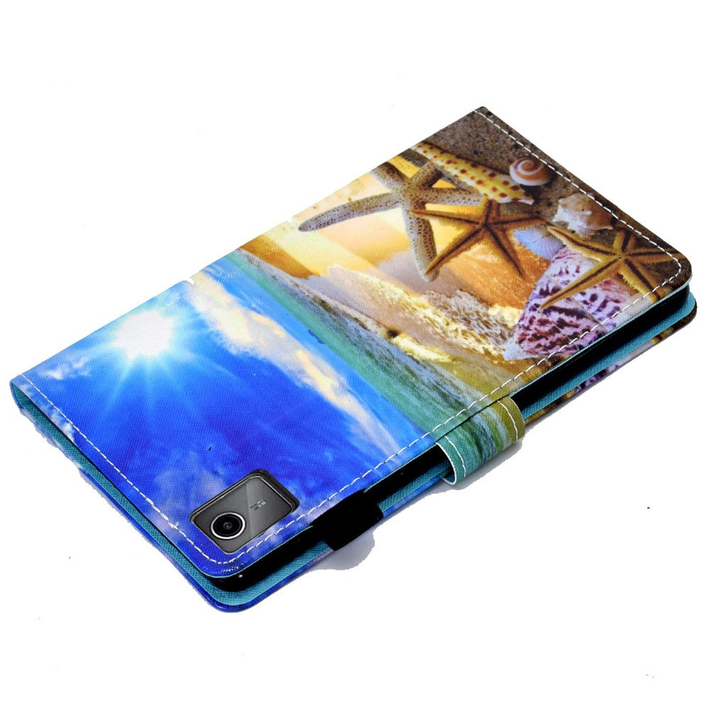 For Lenovo Tab M11 / Xiaoxin Pad 11 2024 Leather Case Pattern Printing Tablet Cover with Card Slots - Blue Sky