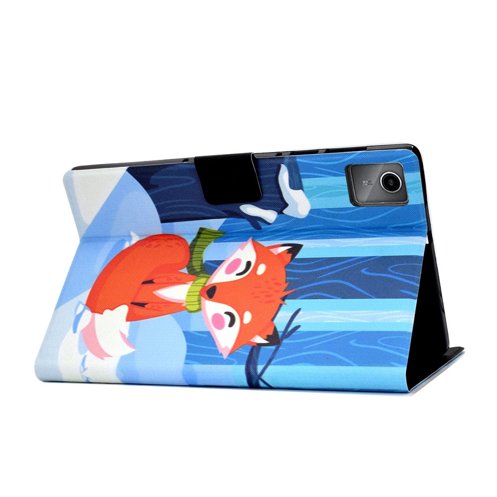 For Lenovo Tab M11 / Xiaoxin Pad 11 2024 Case Card Holder Pattern Leather Tablet Cover - Fox