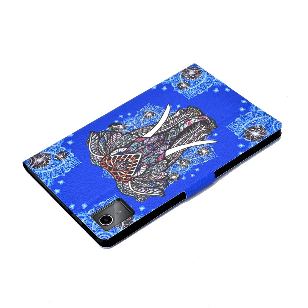 For Lenovo Tab M11 / Xiaoxin Pad 11 2024 Case Card Holder Pattern Leather Tablet Cover - Ethnic Elephant