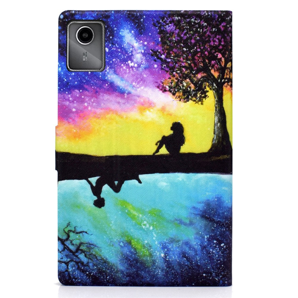 For Lenovo Tab M11 / Xiaoxin Pad 11 2024 Case Card Holder Pattern Leather Tablet Cover - Starry Sky and Inverted Image