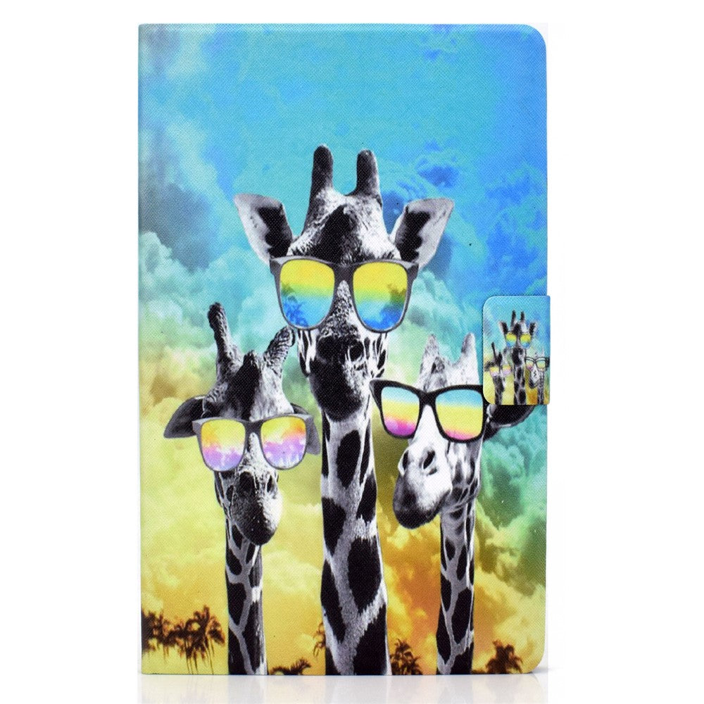 For Lenovo Tab M11 / Xiaoxin Pad 11 2024 Case Card Holder Pattern Leather Tablet Cover - Giraffe with Glasses