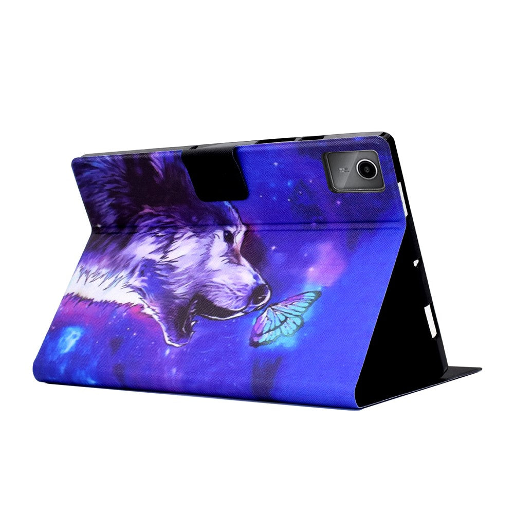For Lenovo Tab M11 / Xiaoxin Pad 11 2024 Case Card Holder Pattern Leather Tablet Cover - Butterfly and Wolf