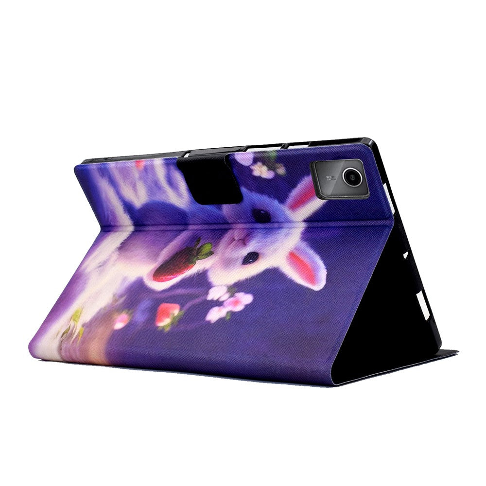 For Lenovo Tab M11 / Xiaoxin Pad 11 2024 Case Card Holder Pattern Leather Tablet Cover - Strawberry Bunny