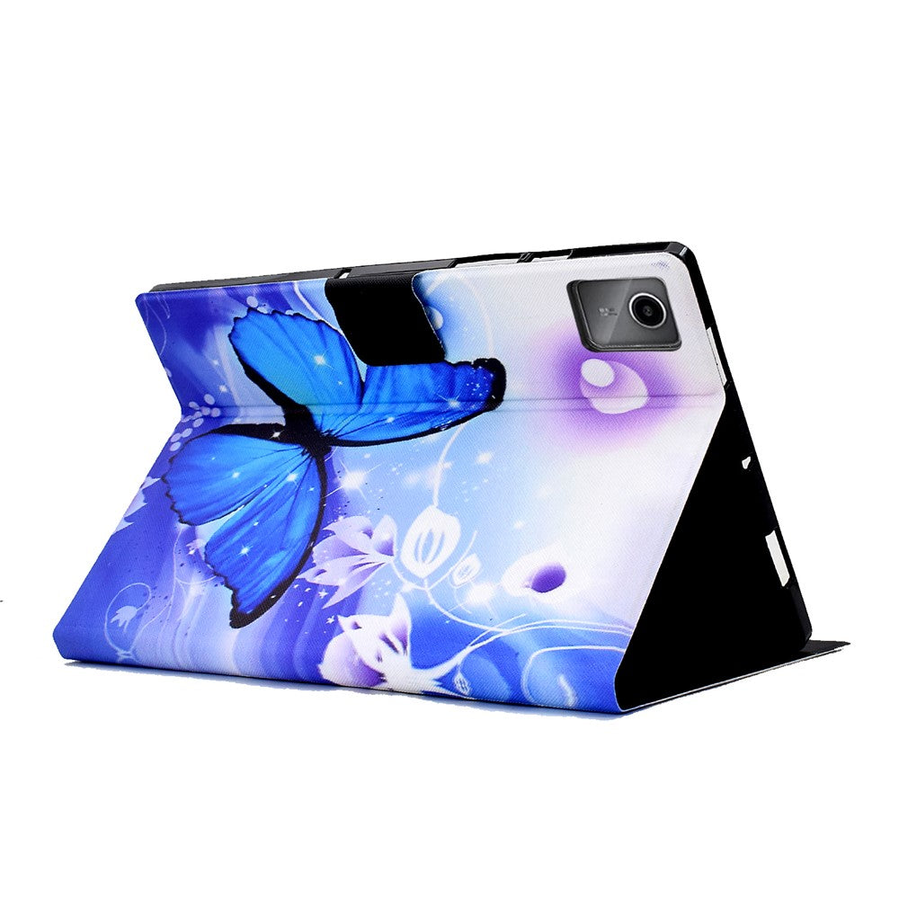 For Lenovo Tab M11 / Xiaoxin Pad 11 2024 Case Card Holder Pattern Leather Tablet Cover - Blue Butterfly