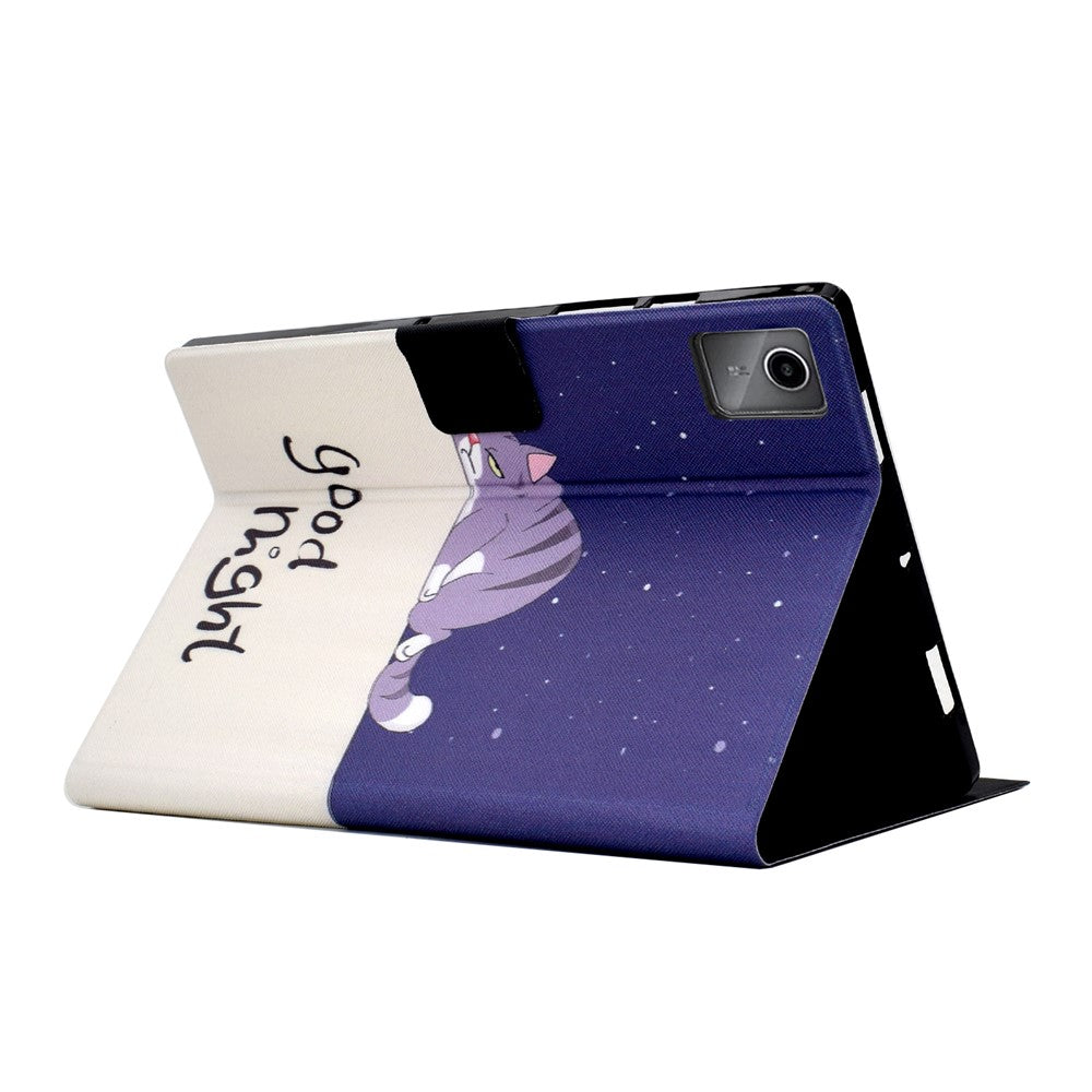 For Lenovo Tab M11 / Xiaoxin Pad 11 2024 Case Card Holder Pattern Leather Tablet Cover - Cat