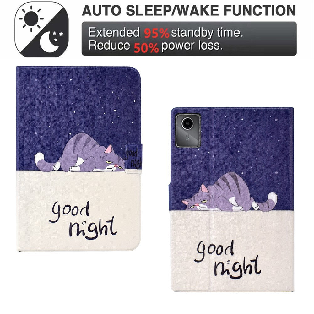 For Lenovo Tab M11 / Xiaoxin Pad 11 2024 Case Card Holder Pattern Leather Tablet Cover - Cat