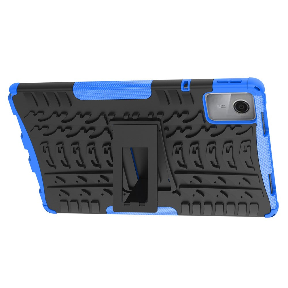 For Lenovo Tab M11 / Xiaoxin Pad 11 2024 Case Tire Texture Shockproof TPU+PC Tablet Cover with Kickstand - Blue