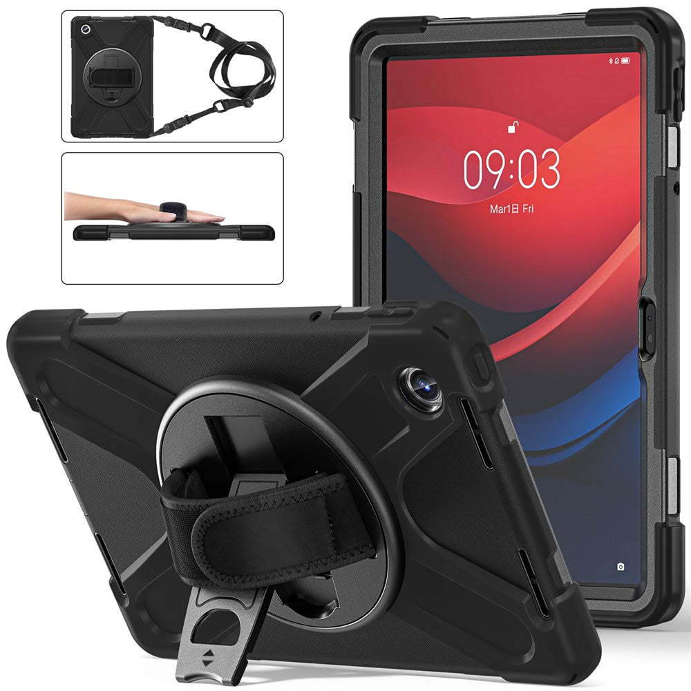 For Lenovo Tab M11 TB-330FU / 331FC / Xiaoxin Pad 11 2024 Case PC+Silicone Tablet Cover with Shoulder Strap - Black