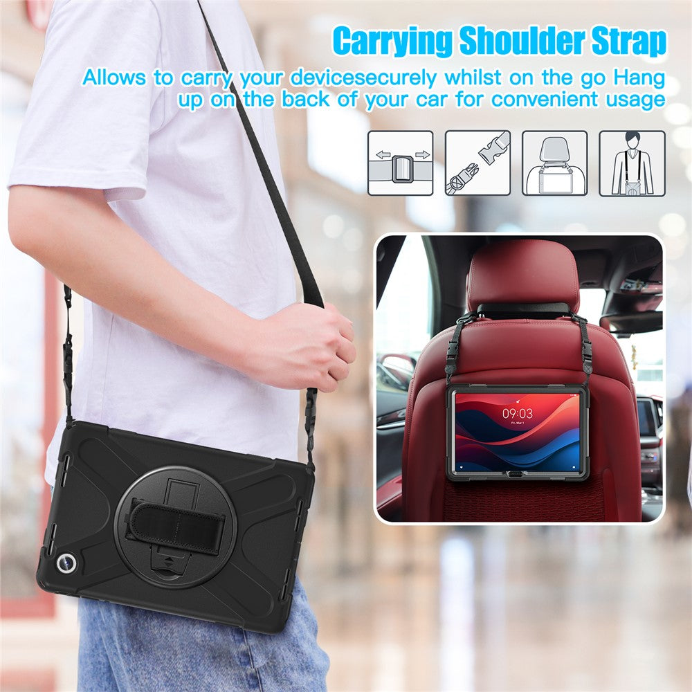 For Lenovo Tab M11 TB-330FU / 331FC / Xiaoxin Pad 11 2024 Case PC+Silicone Tablet Cover with Shoulder Strap - Black